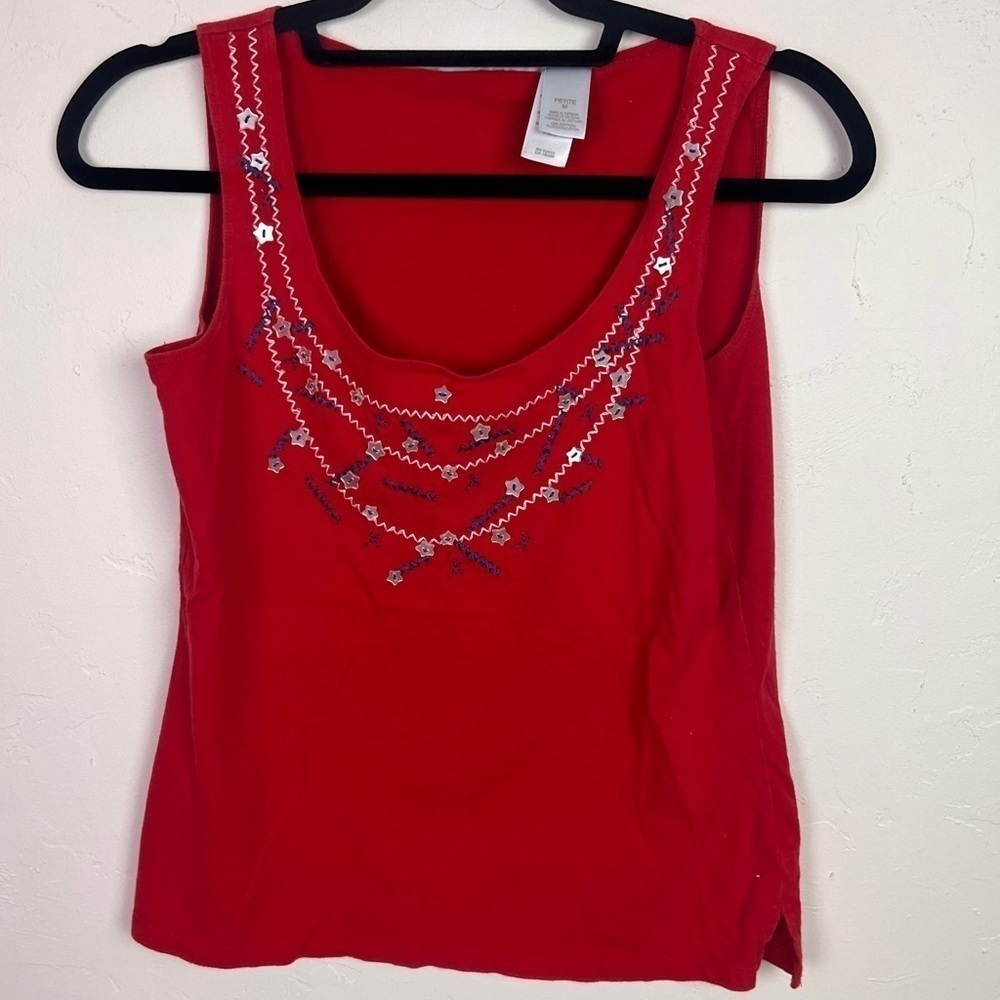 JH Collectibles red tank patriotic USA petite medium